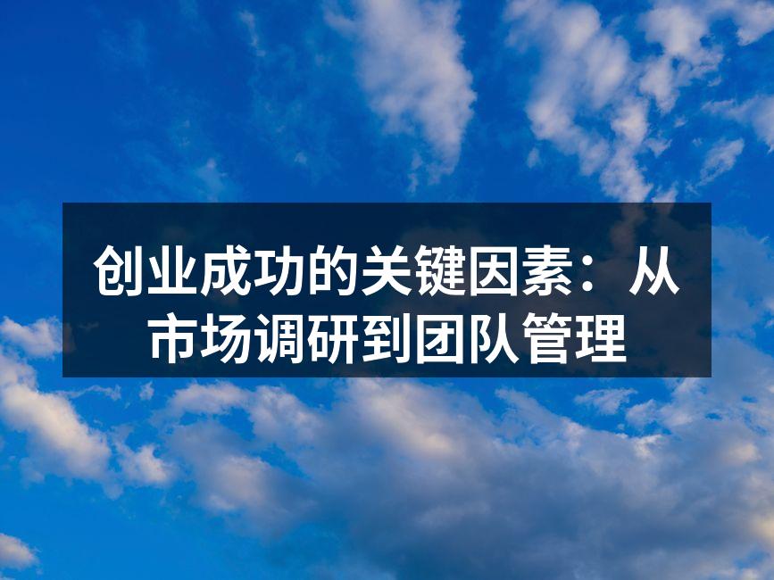 创业成功的关键因素：从市场调研到团队管理