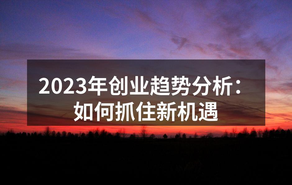 2023年创业趋势分析：如何抓住新机遇
