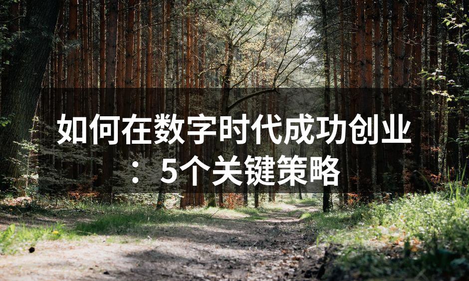 如何在数字时代成功创业：5个关键策略
